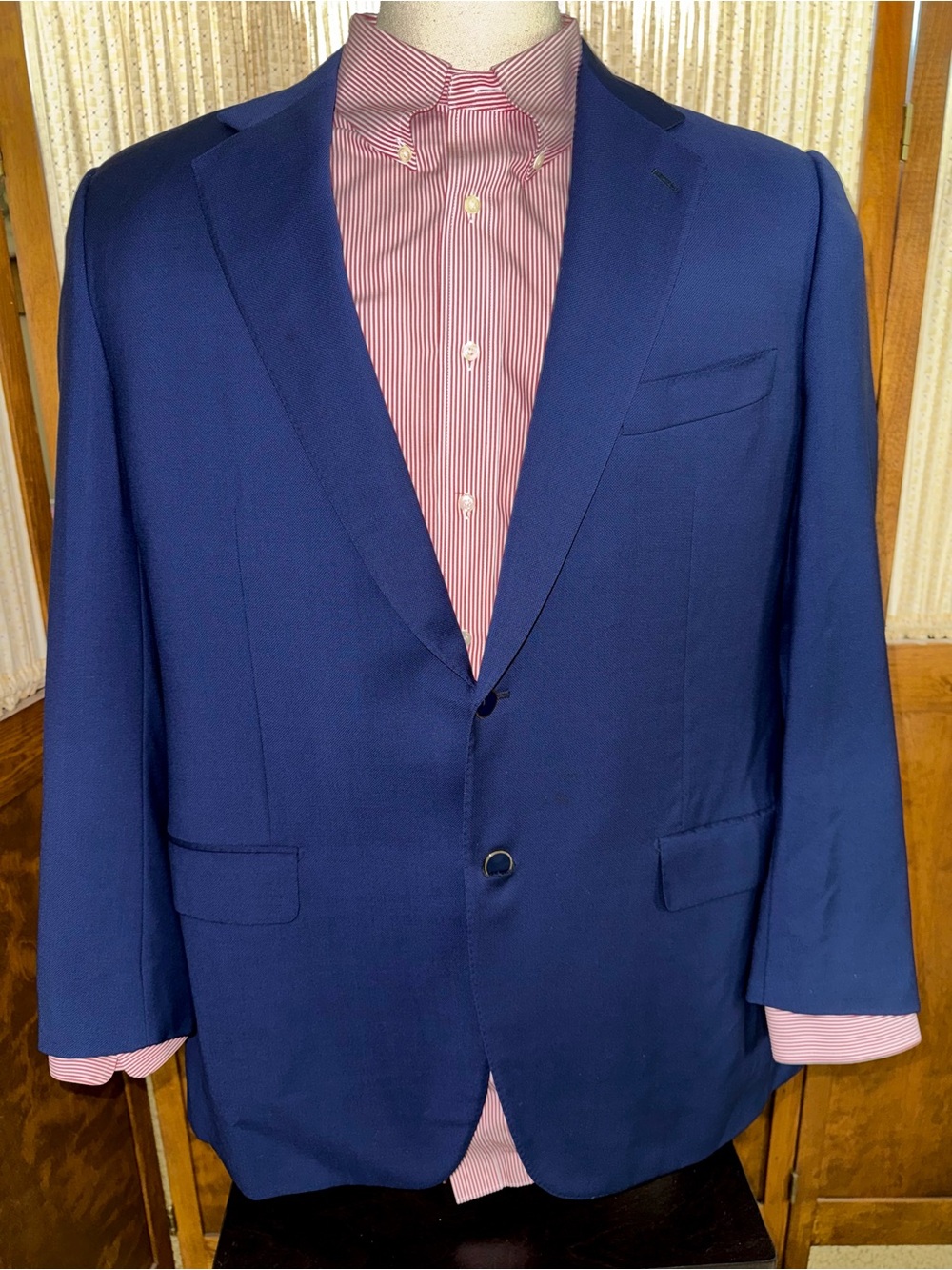 Belvest - Made in Italy Wool Navy Blue Blazer Sport Coat Gold Enamel Buttons 46R